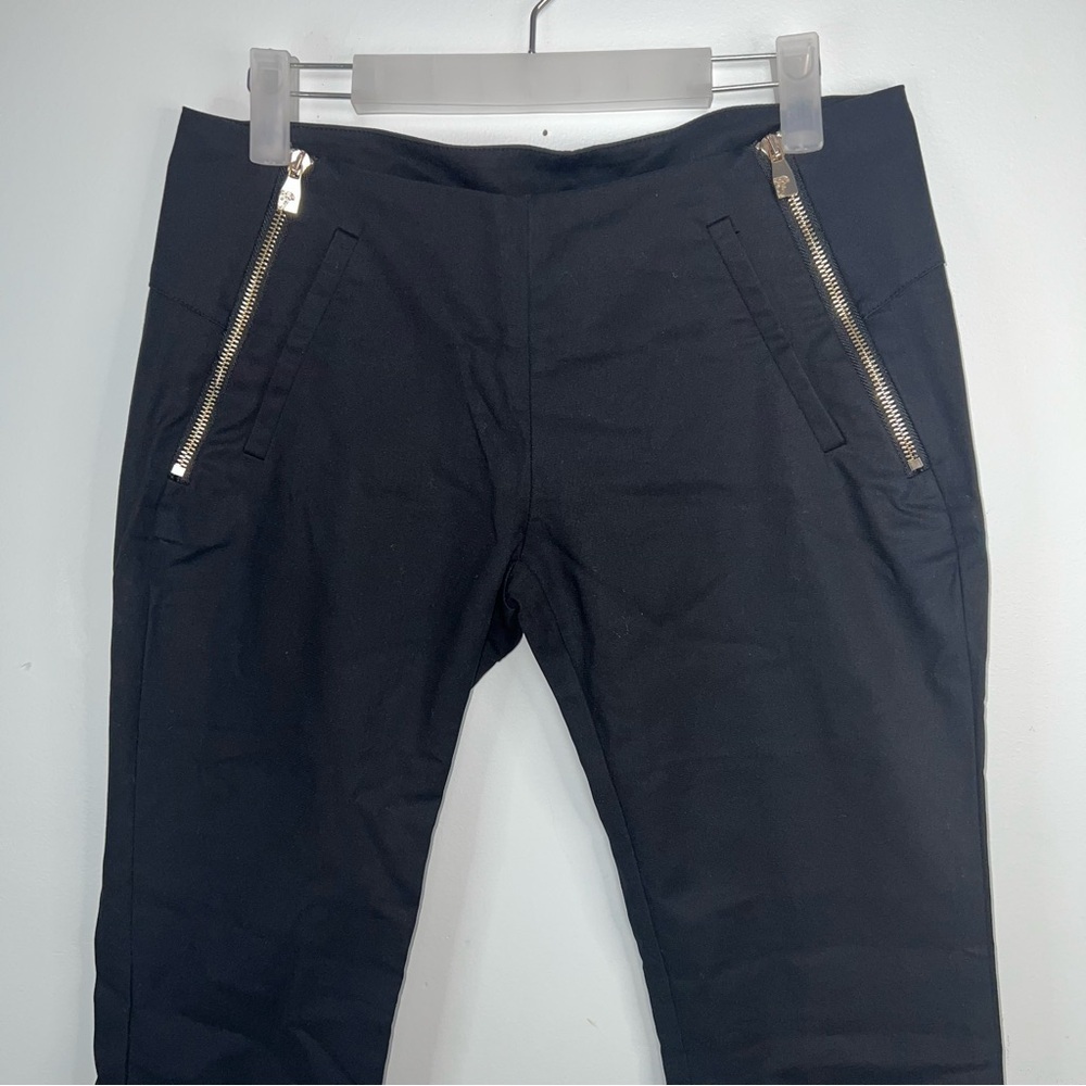 Versace Black Tailored Pants Gold Zip Medusa Detail Slim Fit US Size 4 - Picture 4 of 15